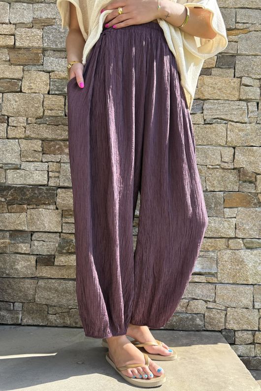 Cyril Crinkle Balloon Pant Merlot